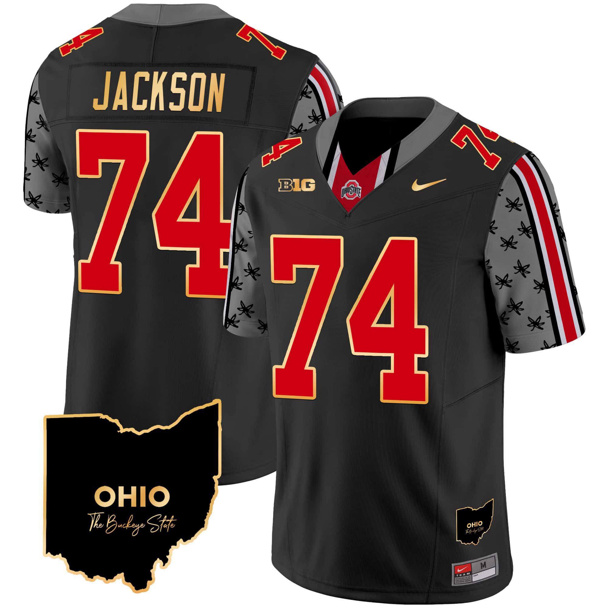 Men Ohio State Buckeyes #74 Jackson Black 2024 Nike Home Patch Gold Trim Vapor Limited NCAA Jersey style 1->indianapolis colts->NFL Jersey